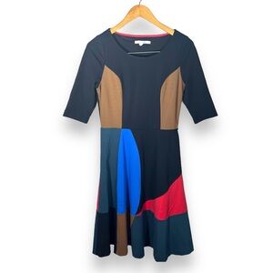 Boden Colorblock Mini Dress - Black, Blue, Red, Brown
